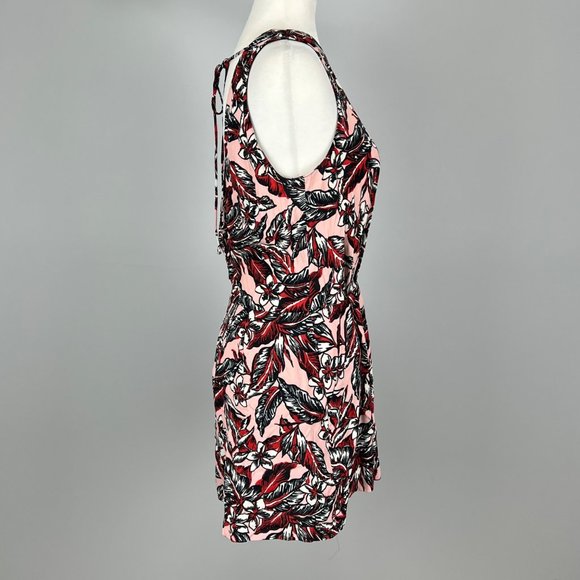 Zara Woman Sleeveless Short Romper Pink Floral 1 Piece Pockets size Medium - Picture 5 of 12